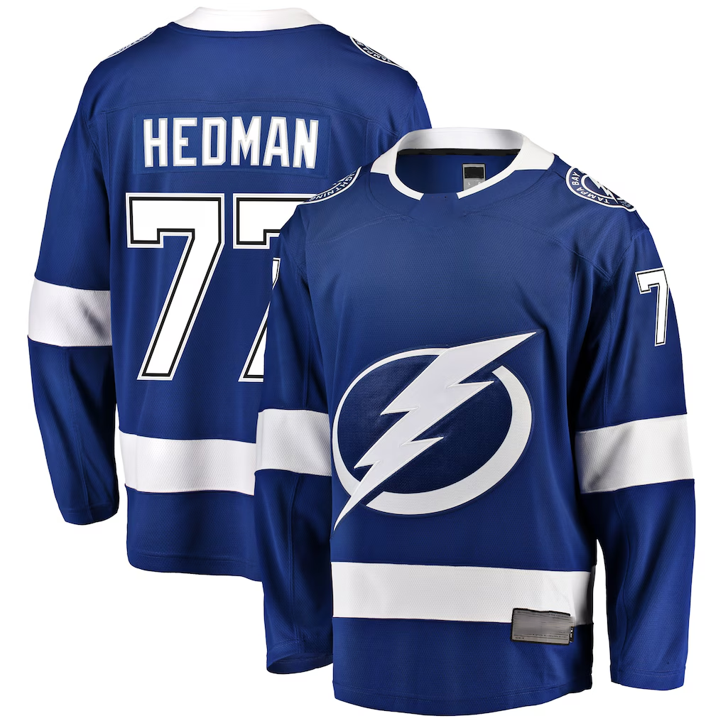Johmsee TB.Lightning #77 Victor Hedman Blue Home Breakaway Jerseys