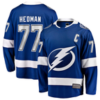 Johmsee TB.Lightning #77 Victor Hedman Blue Home Captain Patch Breakaway Jerseys