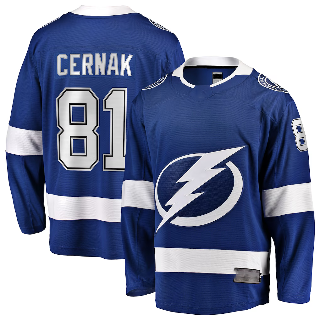 Johmsee TB.Lightning #81 Erik Cernak Blue Home Breakaway Player Jerseys