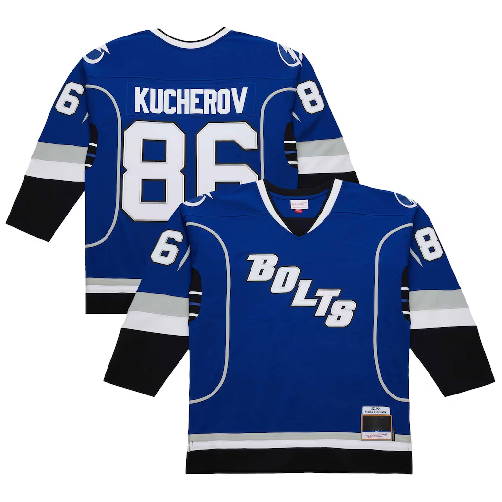 Johmsee TB.Lightning #86 Nikita Kucherov Blue 2013-14 Power Play Jerseys