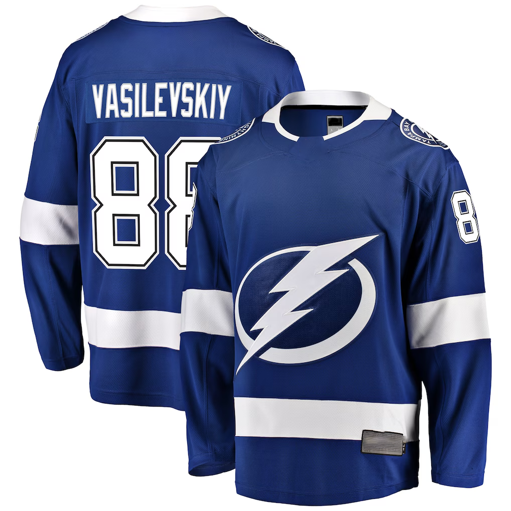 Johmsee TB.Lightning #88 Andrei Vasilevskiy Blue Home Premium Jerseys
