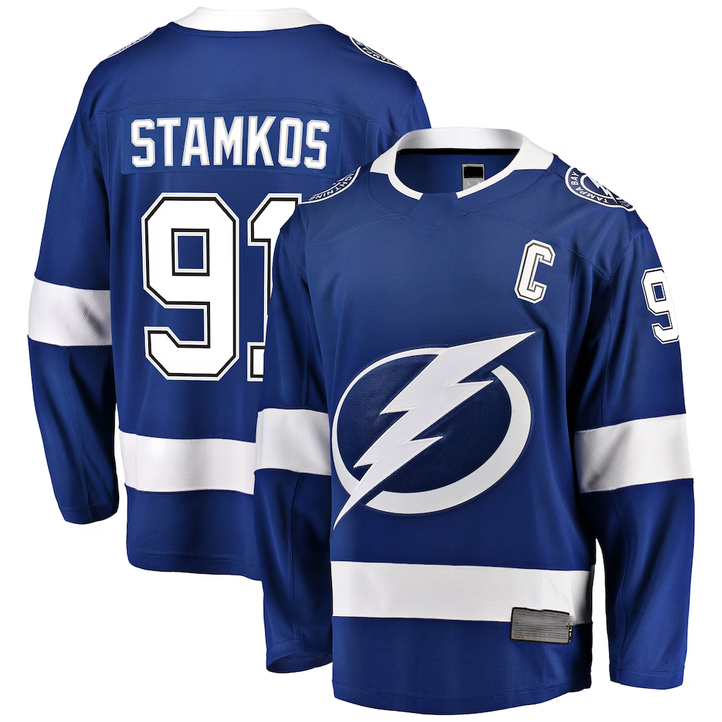Johmsee TB.Lightning #91 Steven Stamkos Blue Breakaway Player Jerseys
