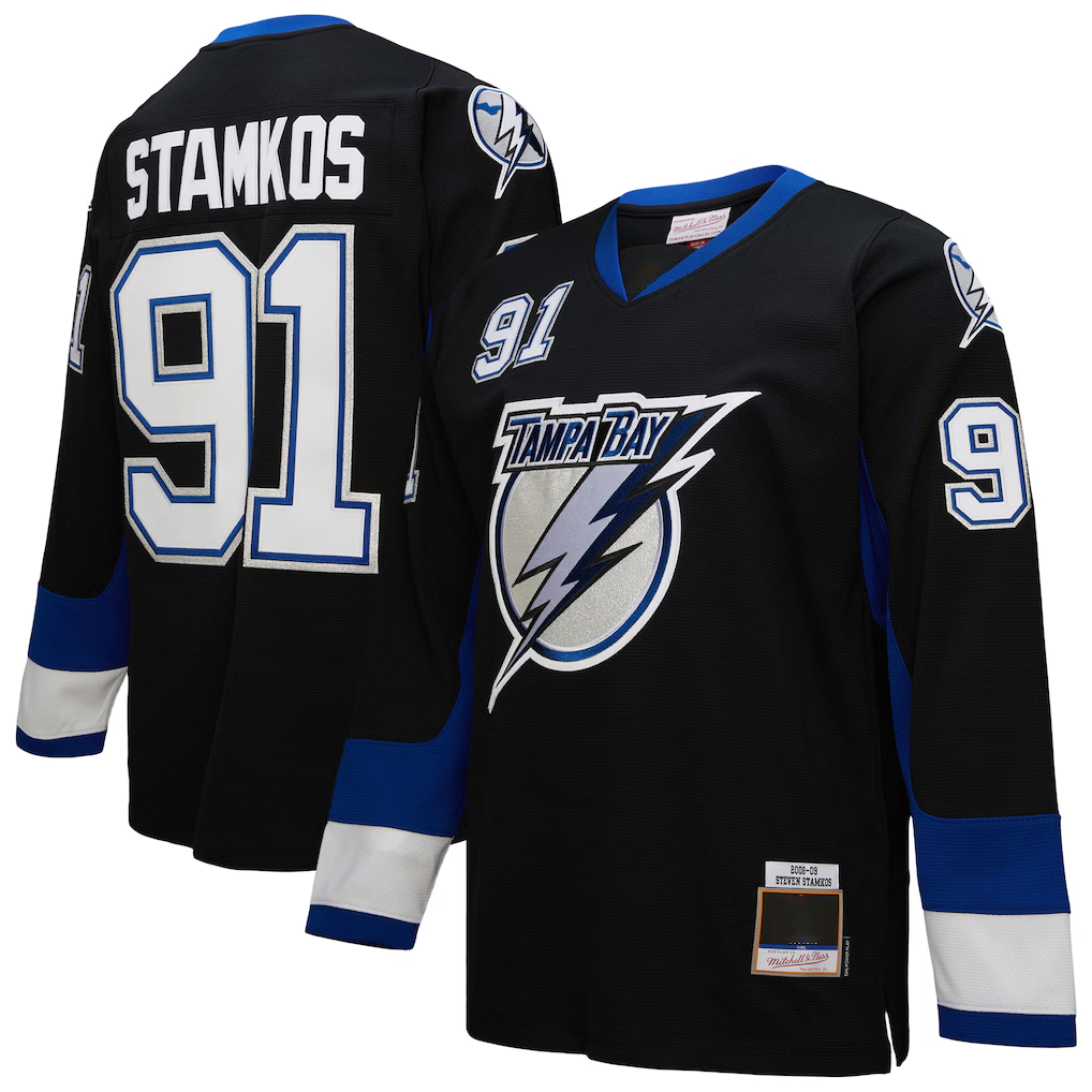 Johmsee TB.Lightning #91 Steven Stamkos Mitchell & Ness Black 2008?09 Power Play Jerseys