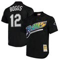 Johmsee TB.Rays #12 Wade Boggs Player Black Mitchell & Ness Cooperstown Replica Stitched Jerseys