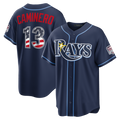 Johmsee TB.Rays #13 Junior Caminero Navy USA 250 Fourth of July Road Stadium Jersey