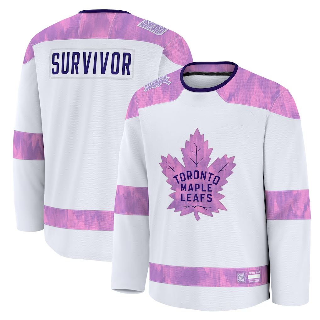 Johmsee TM.Leafs White Hockey Fights Cancer Survivor Practice Jerseys