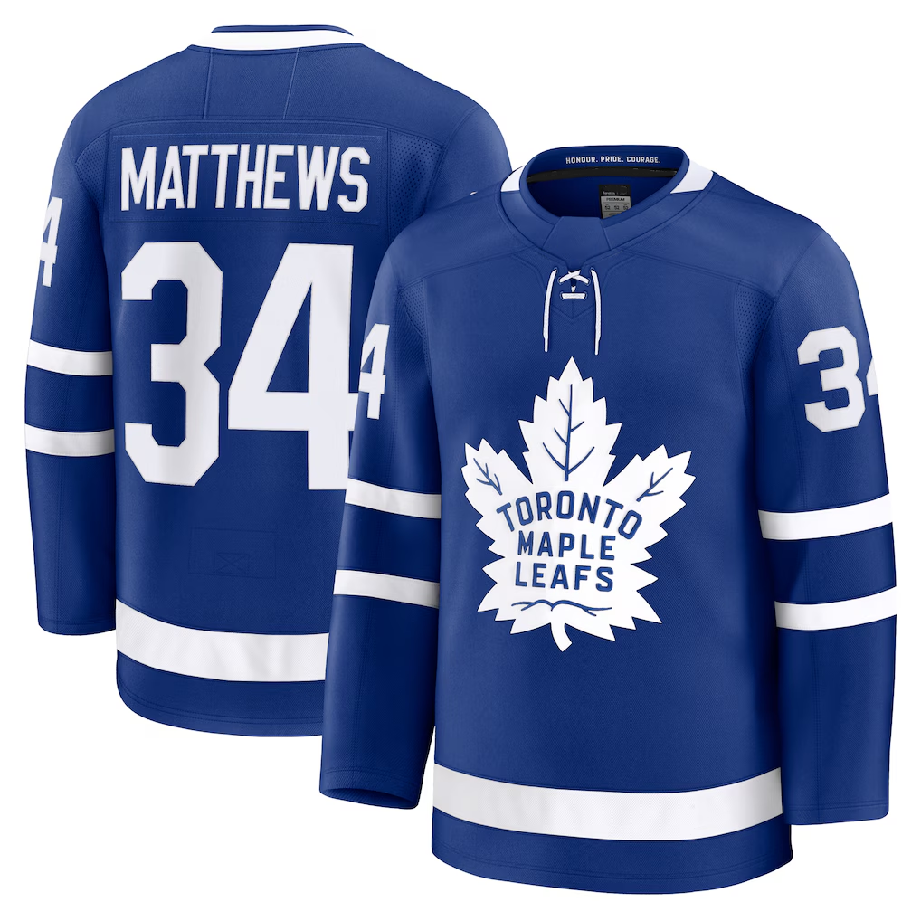 Johmsee TM.Leafs #34 Auston Matthews Blue Home Premium Jerseys