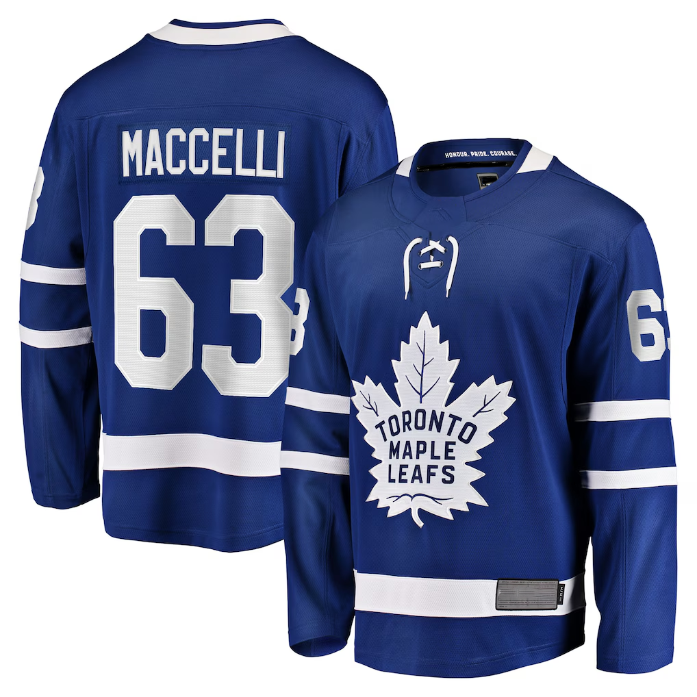 Johmsee TM.Leafs #63 Matias Maccelli Blue Home Breakaway Jerseys