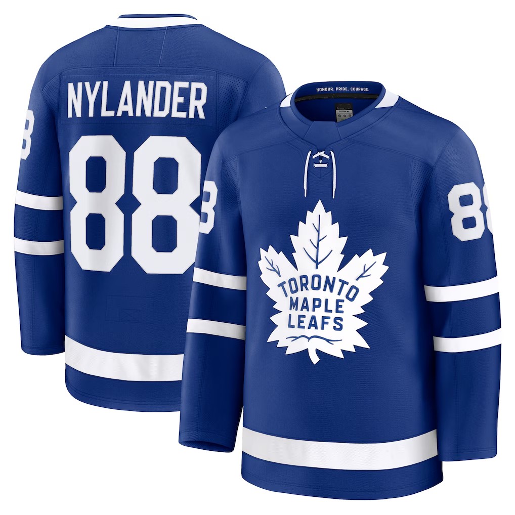 Johmsee TM.Leafs #88 William Nylander Blue Home Premium Jerseys