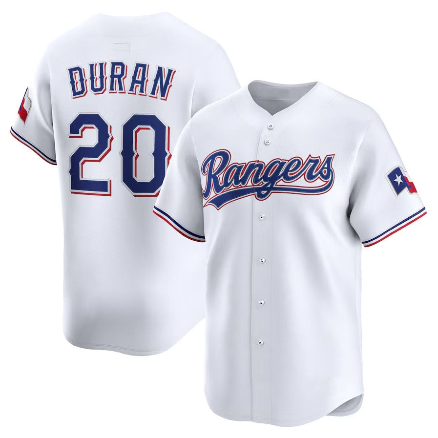 Texas Rangers #20 Ezequiel Durán Home Limited Player Jersey - White Stitched Baseball Jersey