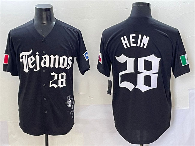 Texas Rangers #28 Jonah Heim Black Gothic Mexico 2025 Vapor Premier Limited Stitched Baseball Jersey
