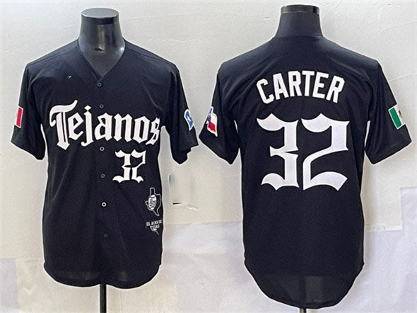 Texas Rangers #32 Evan Carter Black Mexico 2025 Vapor Premier Limited Stitched Baseball Jersey