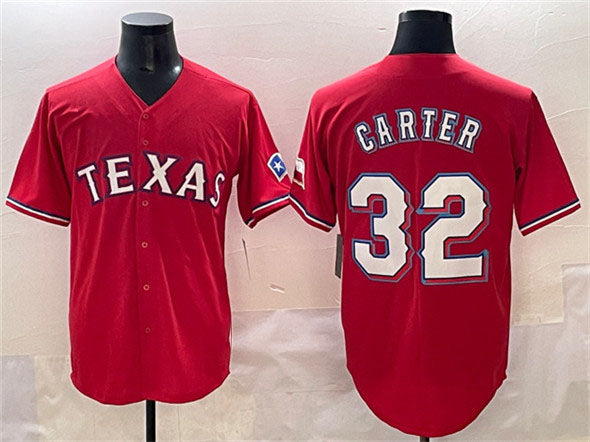 Texas Rangers #32 Evan Carter Red Cool Base Stitched Baseball Jersey
