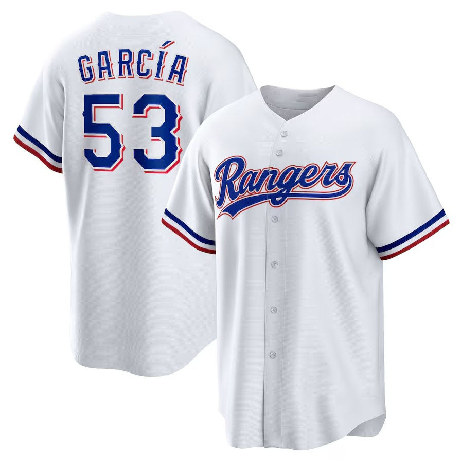 Texas Rangers #53 Adolis García 2023 World Series Replica Player Jersey – White Baseball Jersey