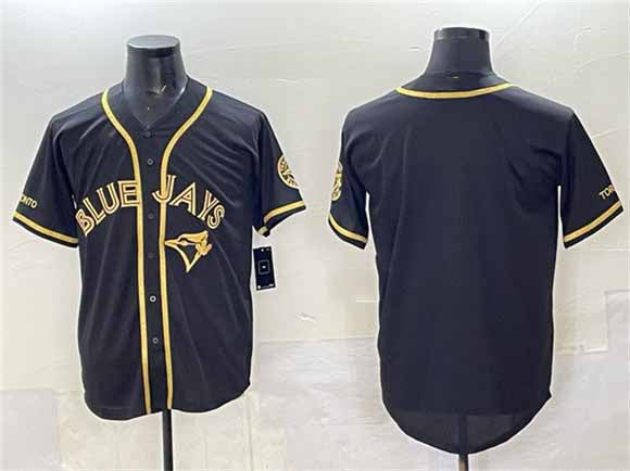 Toronto Blue Jays Blank Black Gold Cool Base Stitched Baseball Jersey