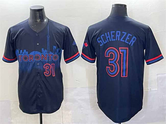 Toronto Blue Jays #31 Max Scherzer Navy 2024 City Connect Limited Stitched Baseball Jersey