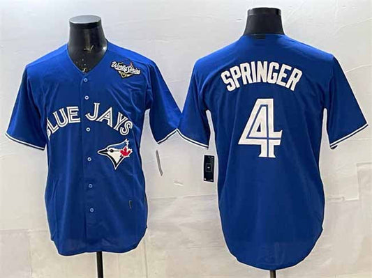 Toronto Blue Jays #4 George Springer Navy 2025 World Series Home Cool Base Stitched Baseball Jersey