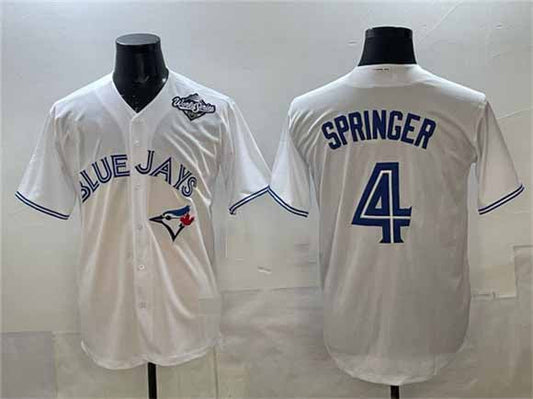 Toronto Blue Jays #4 George Springer White 2025 World Series Home Cool Base Stitched Baseball Jersey