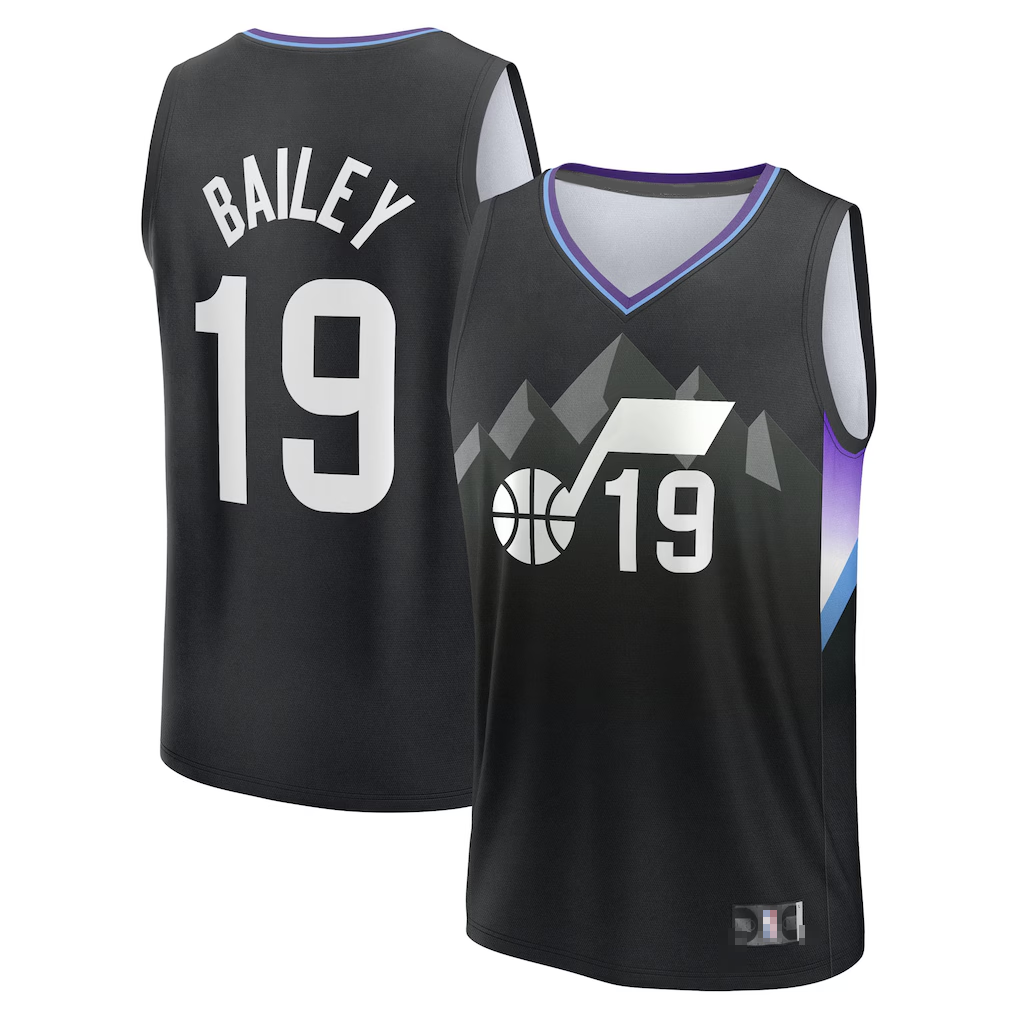Johmsee U.Jazz #19 Ace Bailey Fanatics Black 2025 Draft First Round Pick Fast Break Replica Jerseys - Statement Edition