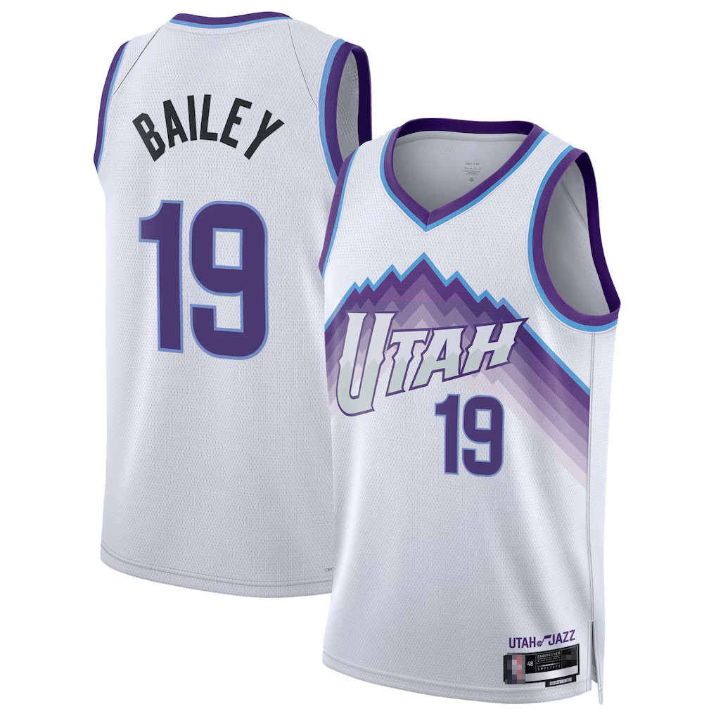 Johmsee U.Jazz #19 Ace Bailey White Swingman Jerseys- Association Edition