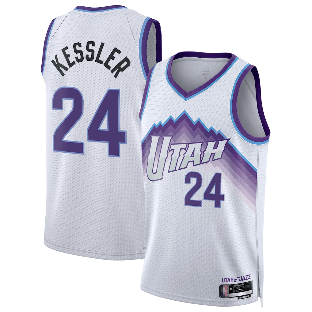 Johmsee U.Jazz #24 Walker Kessler White Swingman Jerseys - Association Editio