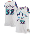 Johmsee U.Jazz #32 Karl Malone Mitchell & Ness White 1996-1997 Big & Tall Hardwood Classics Swingman Jerseys