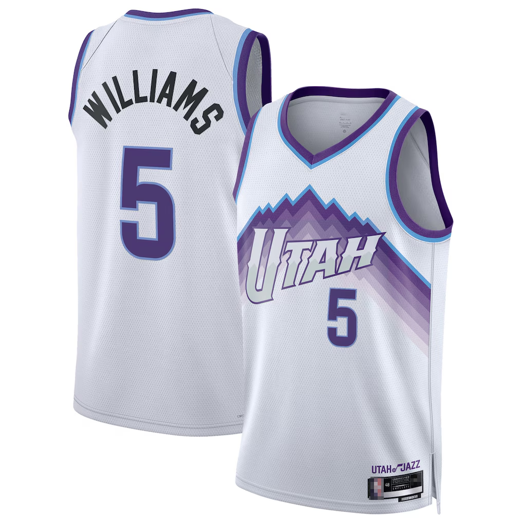 Johmsee U.Jazz #5 Cody Williams White Swingman Jerseys - Association Edition