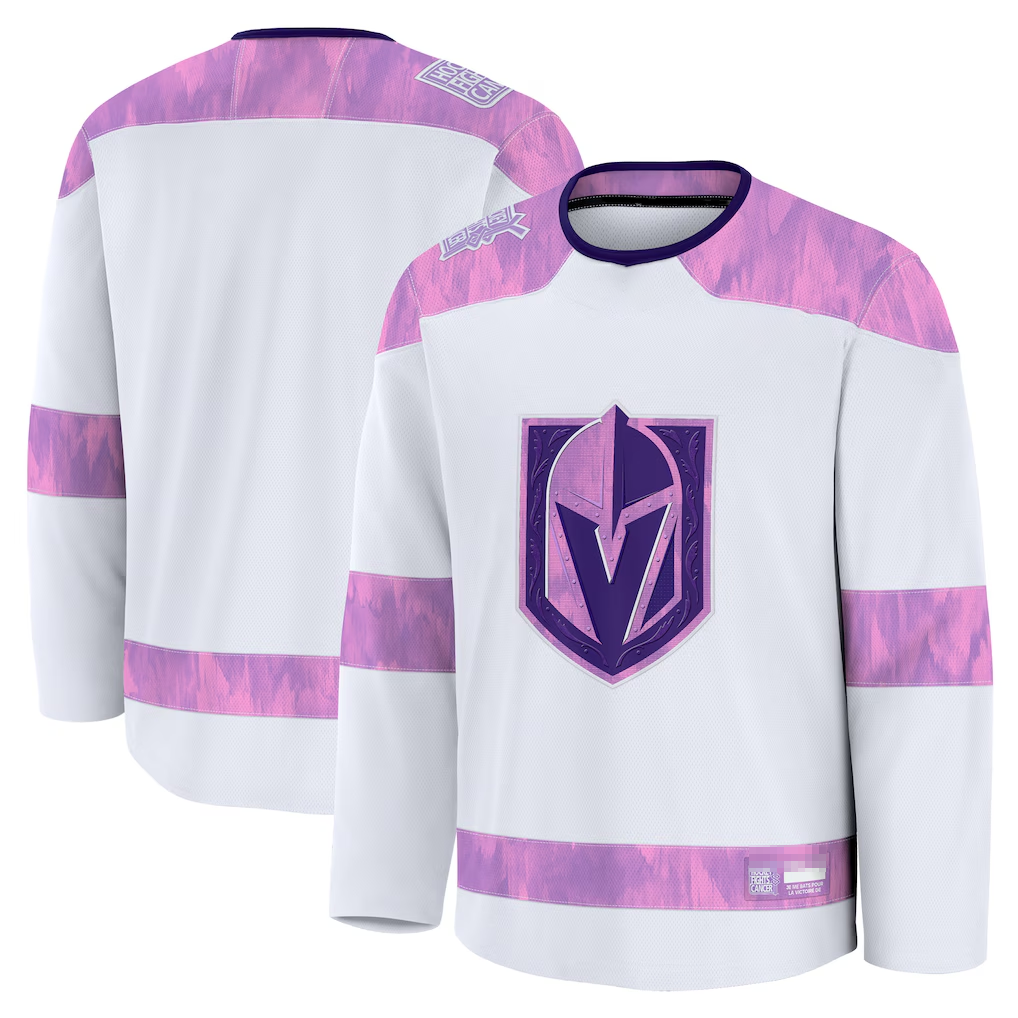 Johmsee VG.Knights White 2024 Hockey Fights Cancer Practice Jerseys