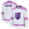 Johmsee VG.Knights White Hockey Fights Cancer Survivor Practice Jerseys