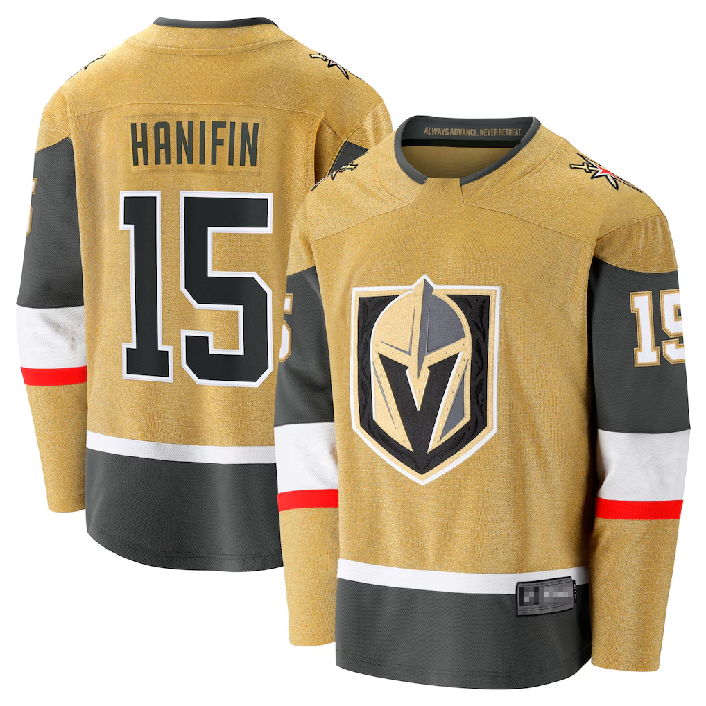 Johmsee VG.Knights #15 Noah Hanifin Gold Home Breakaway Jerseys