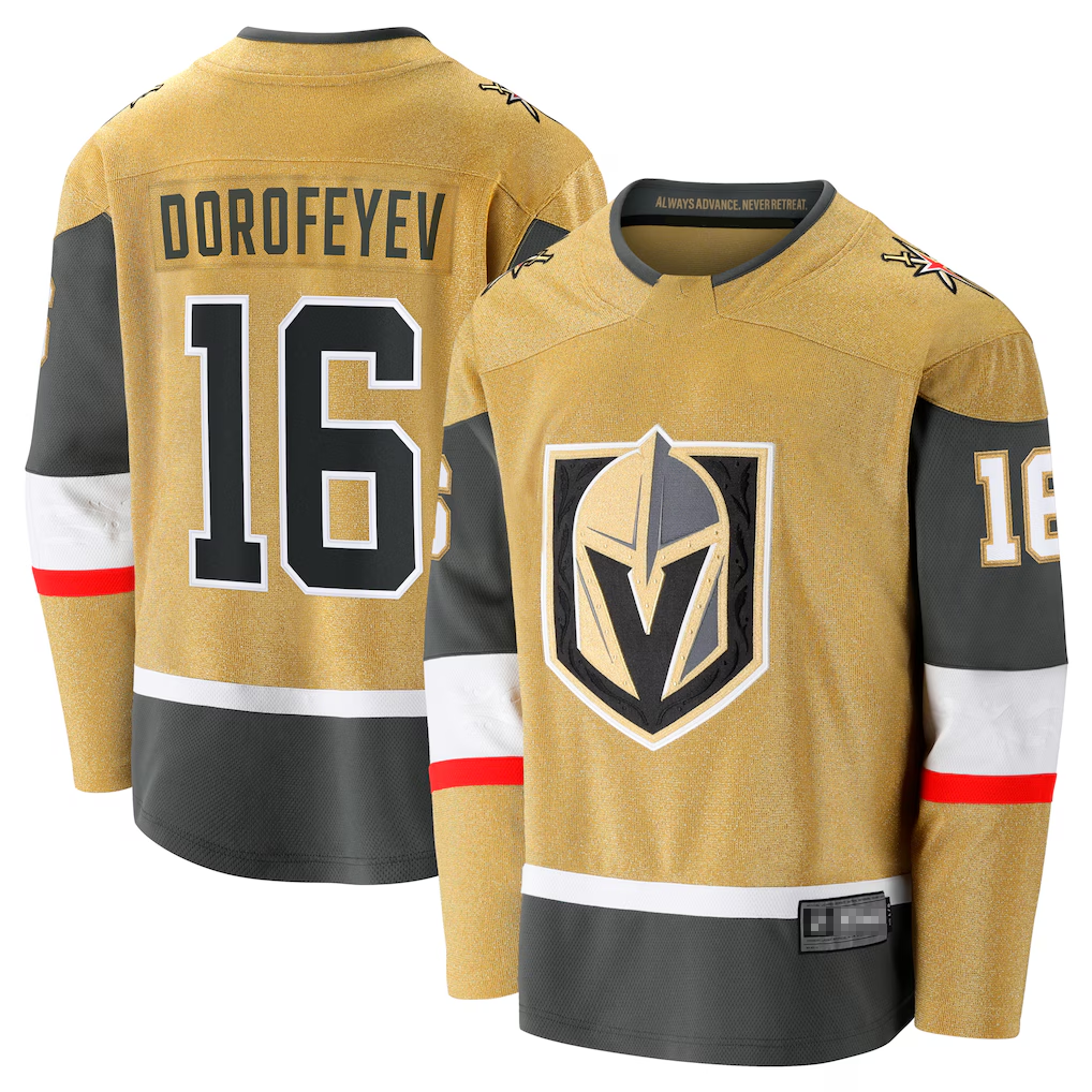 Johmsee VG.Knights #16 Pavel Dorofeyev Gold Premier Breakaway Player Jerseys