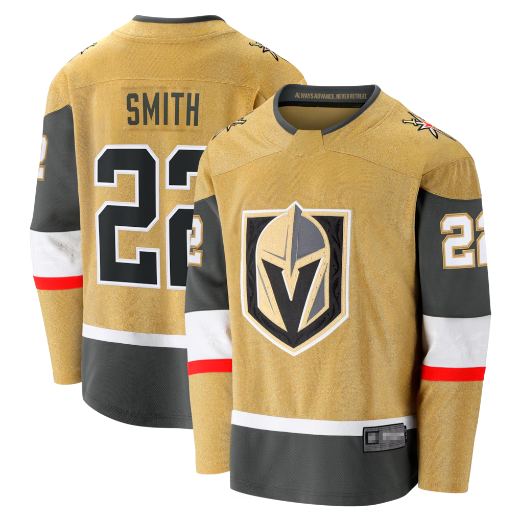 Johmsee V.Golden Knights #22 Cole Smith Gold Home Breakaway Jerseys