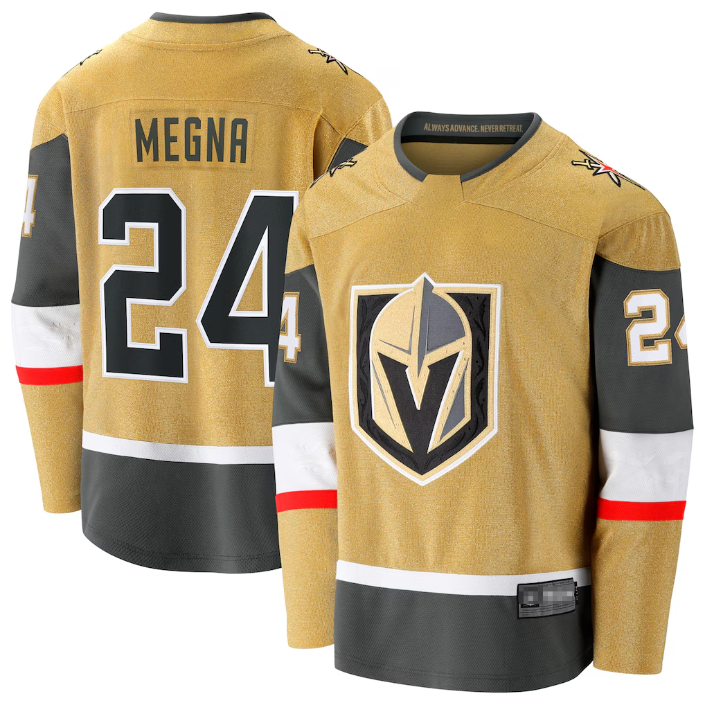 Johmsee VG.Knights #24 Jaycob Megna Gold Home Breakaway Jerseys