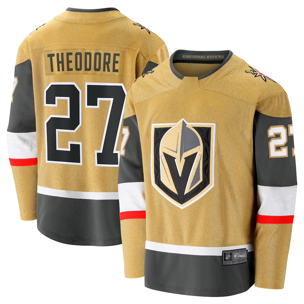 Johmsee VG.Knights #27 Shea Theodore Gold Home Breakaway Jerseys