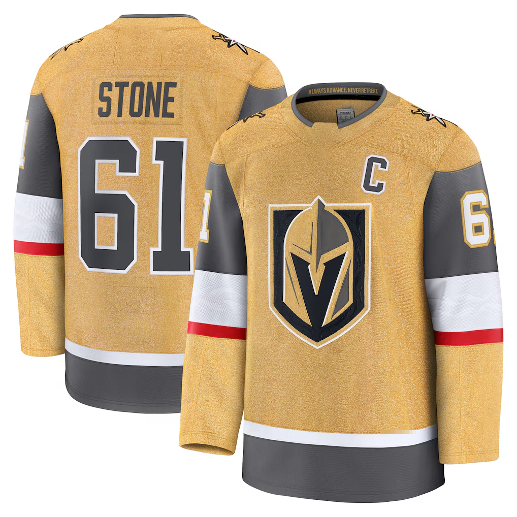 Johmsee VG.Knights #61 Mark Stone Gold Home Premium Jerseys