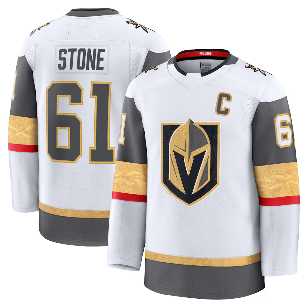 Johmsee VG.Knights #61 Mark Stone White Away Premium Jerseys