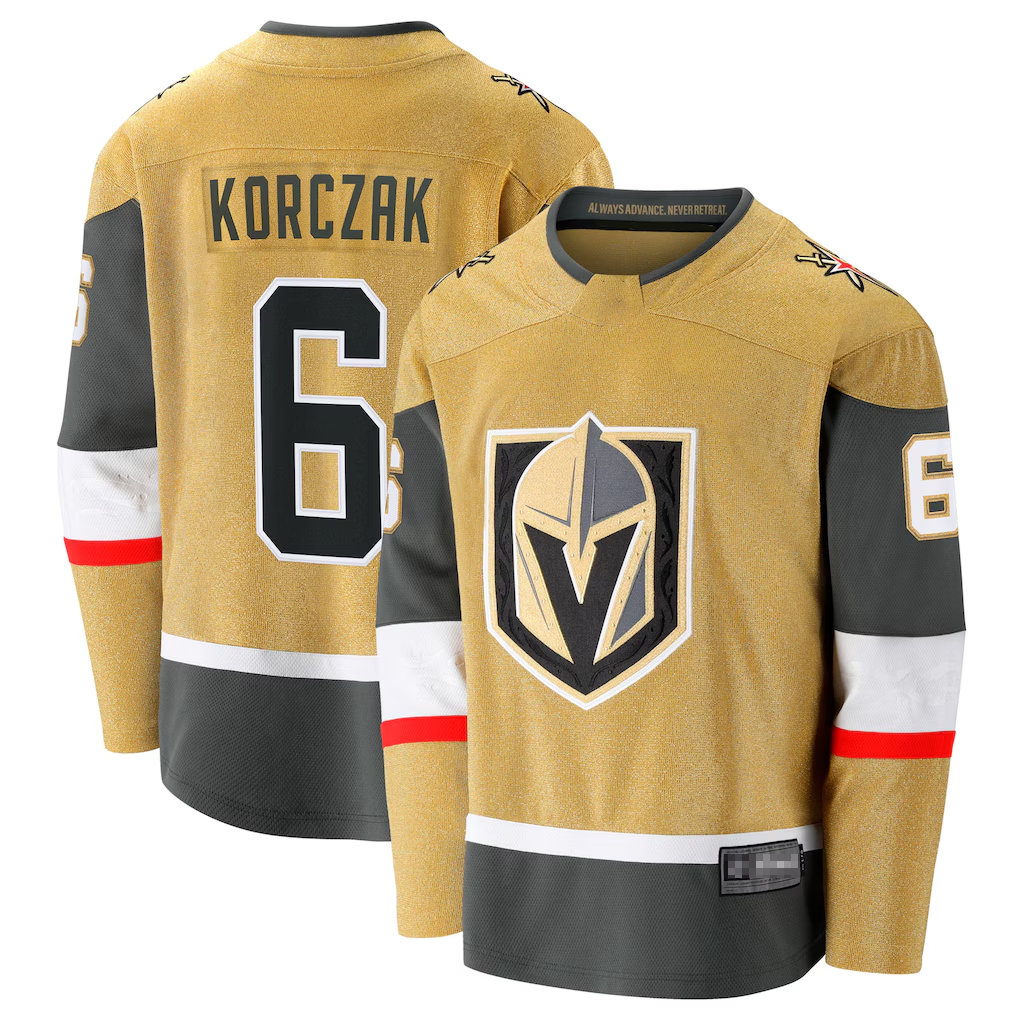 Johmsee VG.Knights #6 Kaedan Korczak Gold Home Breakaway Jerseys
