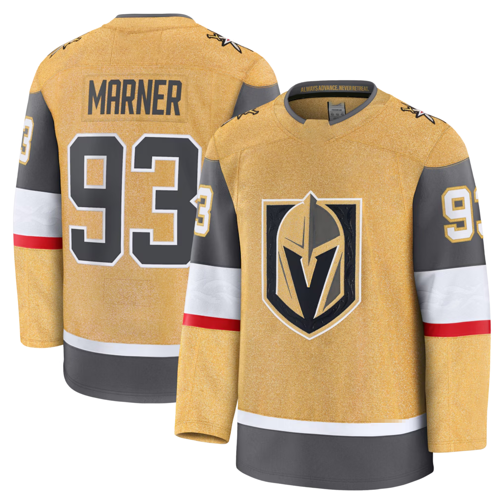 Johmsee VG.Knights #93 Mitch Marner Gold Home Premium Jerseys