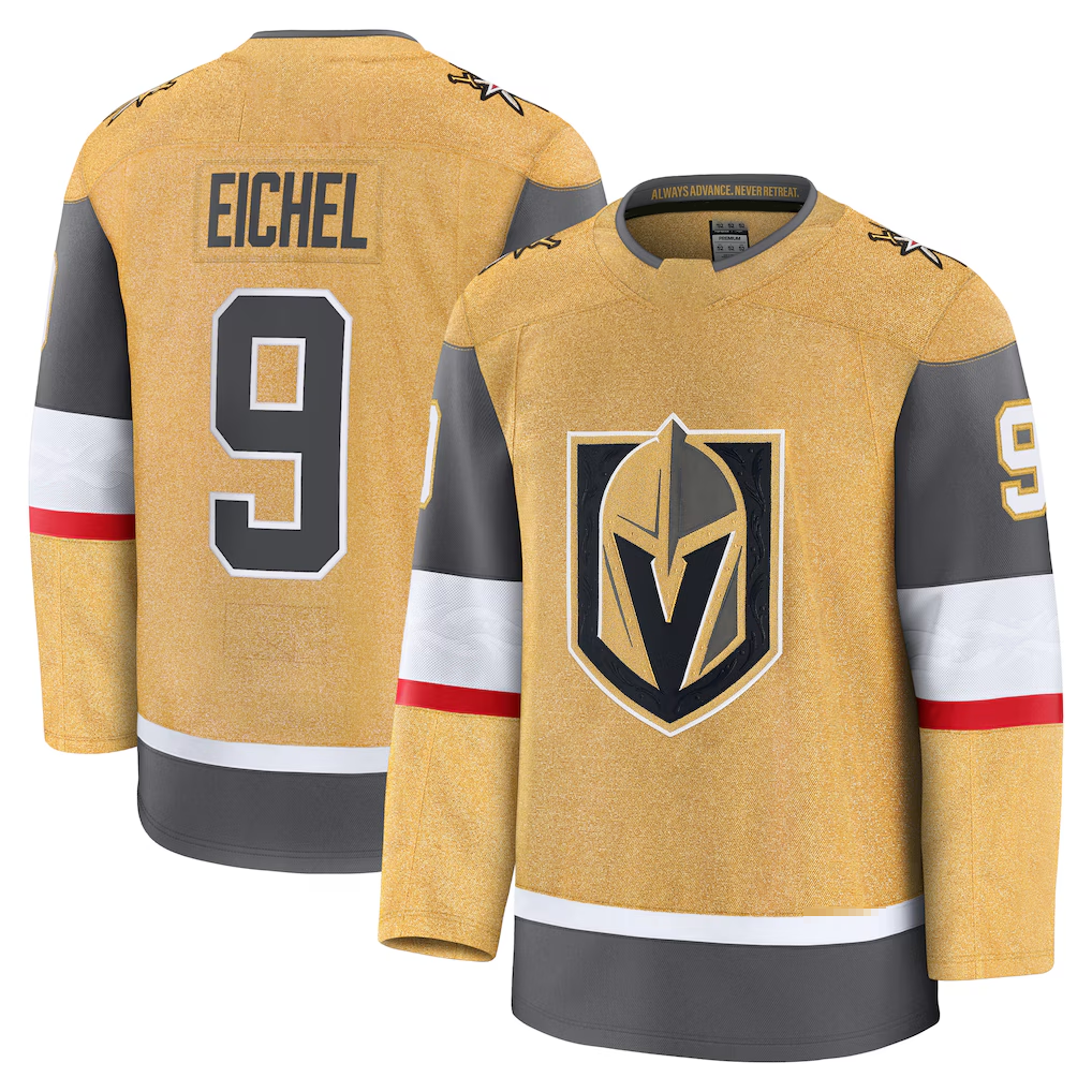 Johmsee V.Golden Knights #9 Jack Eichel Gold Home Premium Jerseys