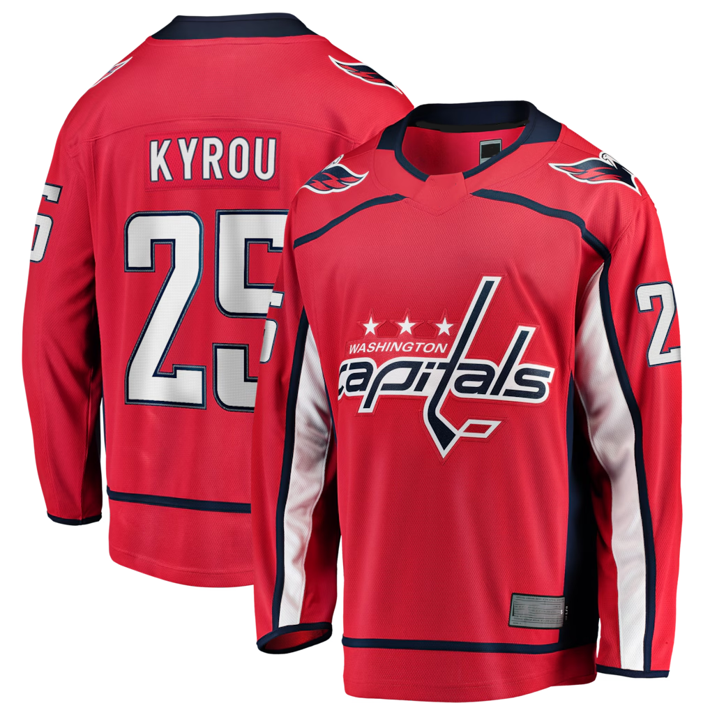 Johmsee W.Capitals #25 Jordan Kyrou Red Home Breakaway Jerseys