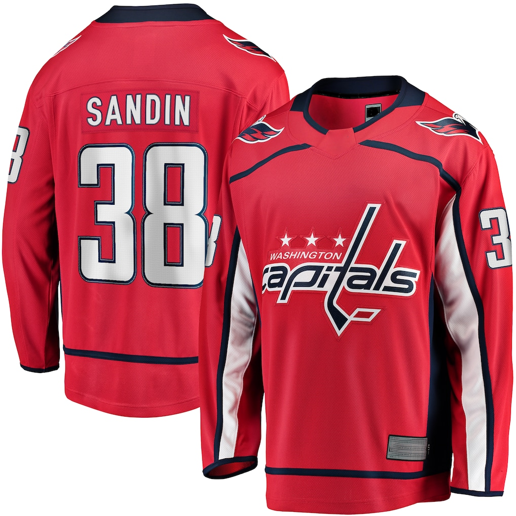 Johmsee W.Capitals #38 Rasmus Sandin Red Home Breakaway Jerseys