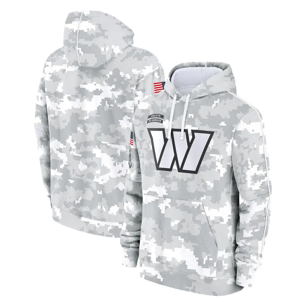 Johmsee W.Commanders Arctic Camo Limited Salute to Service Pullover Hoodies Game Blank Player Stitched Jerseys