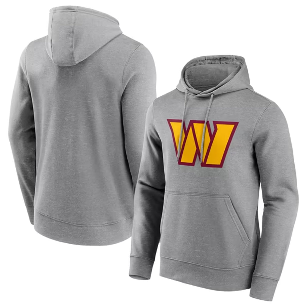 Johmsee W.Commanders Gray LOGO Pullover Hoodies Game Blank Player Stitched Jerseys