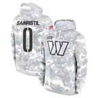 Johmsee W.Commanders #0 Mike Sainristil Player Arctic Camo Salute to Service Hoodies Stitched Jerseys