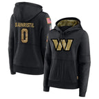 Johmsee W.Commanders #0 Mike Sainristil Player Black Salute to Service Hoodies Stitched Jerseys