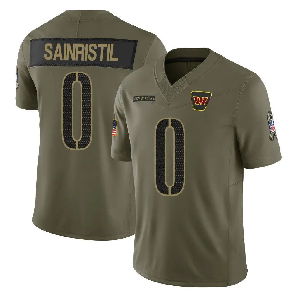 Johmsee W.Commanders #0 Mike Sainristil Player Olive Salute To Service Limited Stitched Jerseys