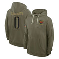 Johmsee W.Commanders #0 Mike Sainristil Player Olive Salute to Service Pullover Hoodies Limited Home Stitched Jerseys