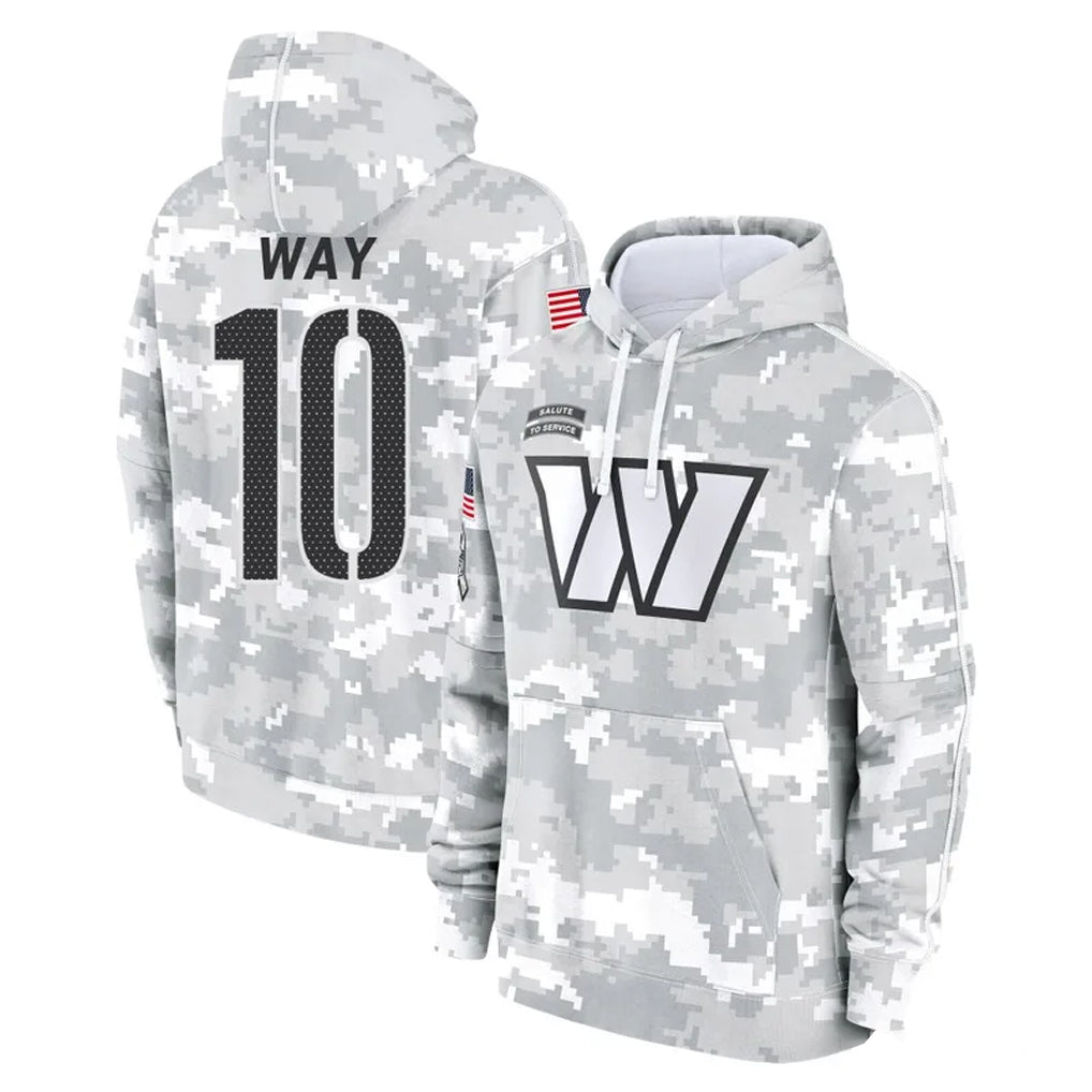 Johmsee W.Commanders #10 Tress Way Player Arctic Camo Limited Salute to Service Pullover Hoodies Game Stitched Jerseys