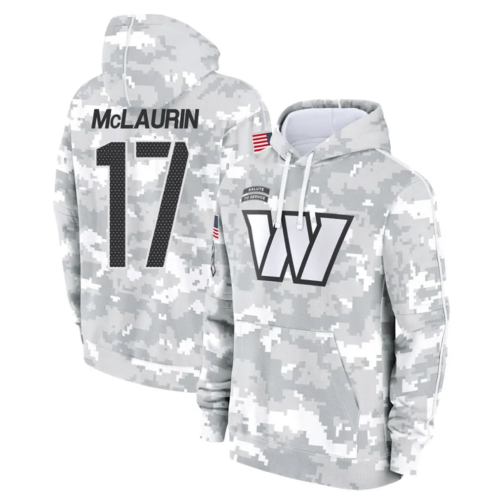 Johmsee W.Commanders #17 Terry Mclaurin Player Arctic Camo Limited Salute to Service Pullover Hoodies Game Stitched Jerseys
