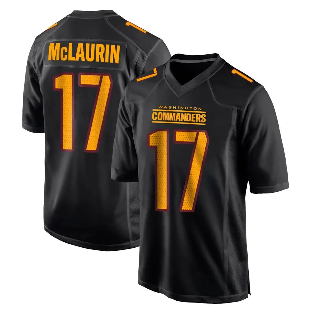 Johmsee W.Commanders #17 Terry Mclaurin Player Black Carbon Fashion Home Game Stitched Jerseys